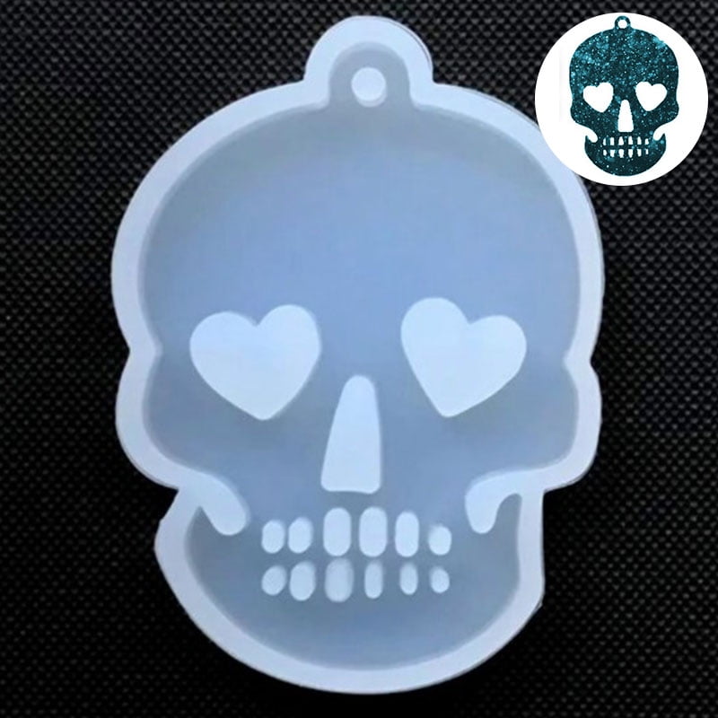 Skull Head Heart Eyes Silicone Mold Resin Clay Jewelry DIY Keychain PendantZCS2 