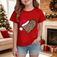 thumbnail image 2 of sdbrld Little Girls Christmas Shirts for Kids Cute Short Sleeve Xmas Holiday Graphics Tee Tops Sizes 5-6 Years, 2 of 4