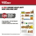 thumbnail image 3 of Hyper Tough 6-Tier Wire Storage Shelves with Liners, 48" W x 18" D x 72" H, 3600 lb Load Capacity, Chrome, 3 of 10