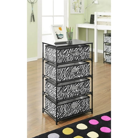 Ameriwood Home Sidney 4 Bin Storage End Table Zebra Print