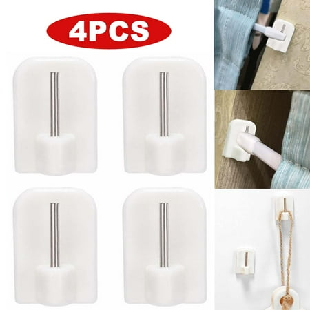 

4 Pack Curtain Buckle Curtain Rod Bracket Supplies Self-Adhesive Kitchen Wall Hooks Bathroom Storage Hook