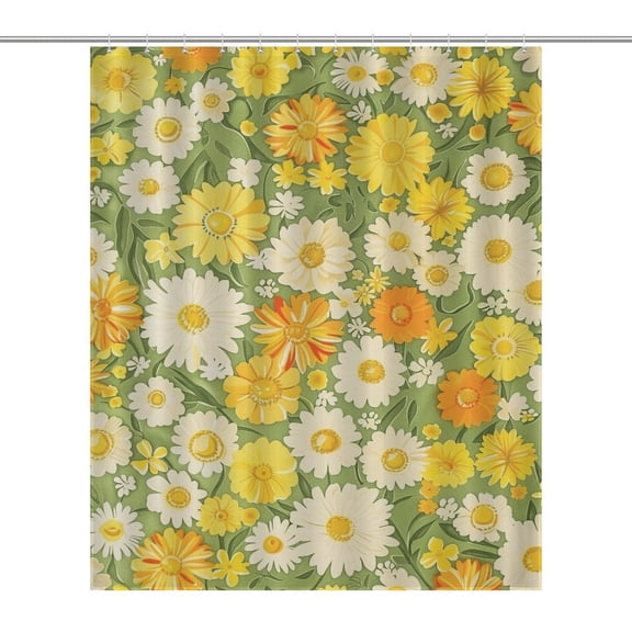 Floral Colorful Flower Shower Curtain Modern Home Bathroom Bathtub Decor Waterproof Fabric with 12PCS Hooks