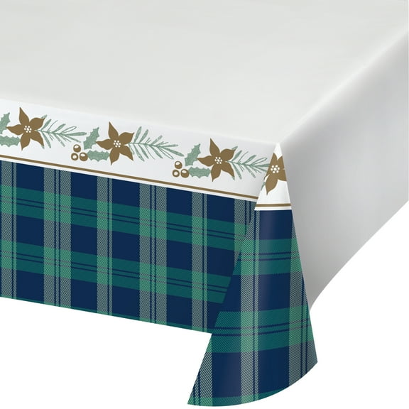 Holiday Tartan Plastic Tablecloth, 3 Count