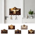 thumbnail image 4 of CLEARANCE Wooden Multifunctional Home Key Holder 2D Flat Wall Art Keychain Holder With 4 Hooks Autumn Wall Mounted Key Rack Welcome Sign, 4 of 4