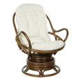 thumbnail image 1 of Kauai Rotin Pivotant Rocker Chair en Tissu Lin Beige et Cadre Rotan Marron, 1 of 8
