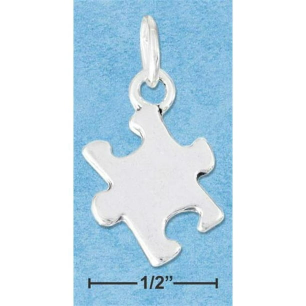 Sterling Silver Haut Polonais Puzzle Pièce Charme Symbole de l'Autisme