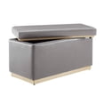 thumbnail image 6 of Linon Hawn Rectangle Storage Ottoman Natural Wood Trim in Grey Faux Leather, 6 of 16
