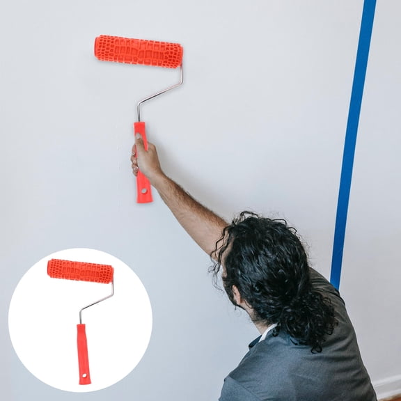 TABLZONE Red Drywall Texture Roller with Embossed Patterns for Wall Finishing and Home Decoration Projects