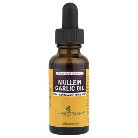Herb Pharm Mullein Garlic Herbal Oil - contains Calendula, Garlic, Mullein flower, St. John's Wort, Olive Oil, 1 Ounce