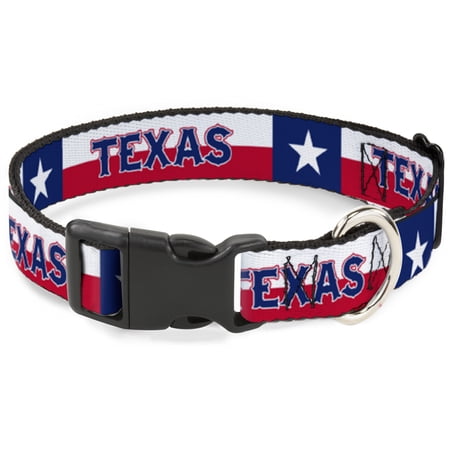Buckle-Down Pet Collar Dog Collar Plastic Buckle Texas Flag Texas 15 to 24 Inches 1.0 Inch Wide