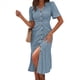 thumbnail image 1 of Vestido Veraniego Informal de Corta con Cuello en V para Mujer, con Botones y Estampado Floral, y Bolsillos Azul XXL, 1 of 5