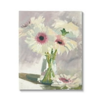 Stupell Industries White Mums Painting Botanical & Floral Painting Gallery Wrapped Canvas Art Print Wall Art, 24 x 30