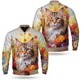 thumbnail image 3 of Welcome Spring Summer Maine Coon Portrait Flower Blue Sky All Over Print 3D Baseball Jacket Cat Lover Kitten Owner Gifts Bomber Jacket Softball - 12001, 3 of 6
