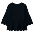 thumbnail image 3 of Lenpel Womens Cotton Linen Tops Fall 3/4 Length Sleeve Crew Neck Peplum Blouses Casual Fashion Hollow out Shirts, 3 of 7