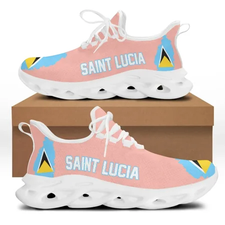 

Saint Lucia Flag Print Lace up Mesh Swing Sneakers Lightweight Casual Platform Shoes for Women Comfort Zapatos