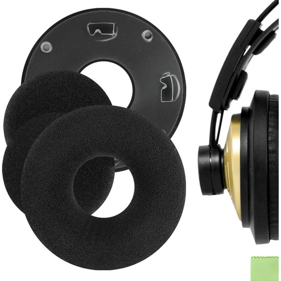 Geekria Comfort Velour Replacement Ear Pads for AKG K121, K121S, K141 MK II, K142 HD Headphones Ear Cushions, Repair Parts (Black)