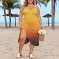 thumbnail image 7 of Staron Women's Beach Cover Up Sarong Wrap Dress Sheer Draped Adjustable Strap High Slit Casual Vacation Resort, Yellow 4XL, 7 of 7