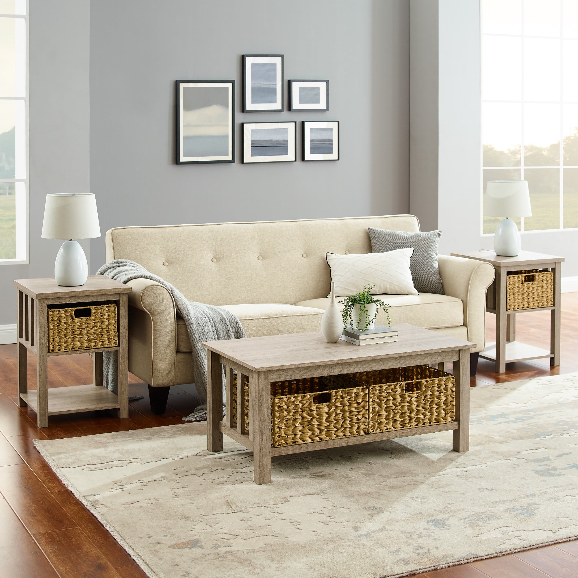 Details about   3-Piece Espresso Finish Coffee Table and End Table Set Living Room Furniture 