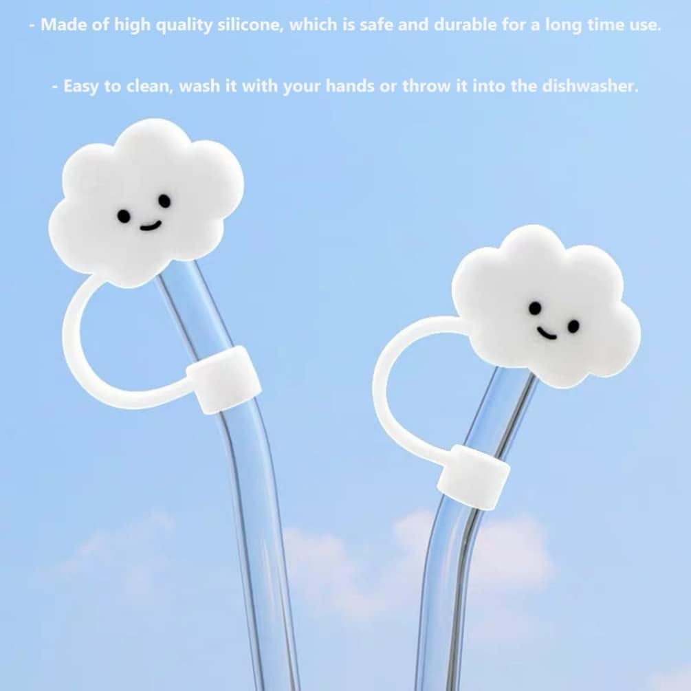 1set/3pcs Simple Cloud Shaped Straw Cap And Dustproof Plug For