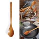 thumbnail image 2 of Cucharas de madera para comer Cuchara redonda de madera natural japonesa con mango largo, 2 of 5