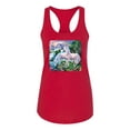 thumbnail image 2 of Unicorn Fanstasy Island Castle Animal Lover Ladies Racerback Tank Top, Red, X-Large, 2 of 3