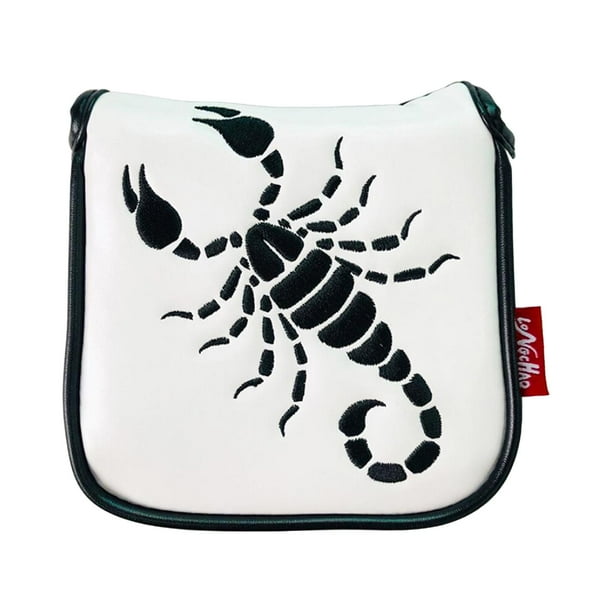 Funda impermeable para putter de palo de golf, diseño con cierre magnético para talón de golf. Escorpión Blanco