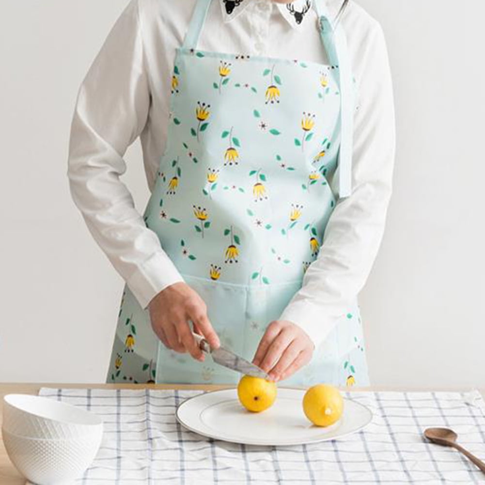 EG_ Lady Kitchen Oil Resistant Waterproof Pocket Floral Print Cooking Apron Magi EG_ Lady Kitchen Oil Resistant Waterproof Pocket Floral Print Cooking Apron Magi