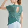 thumbnail image 3 of Women's Loose Fit Back Cutout T-Shirt - Round Neck, Short Sleeve, Polyester for Yoga/Sports (S-XL Sizes), 3 of 3