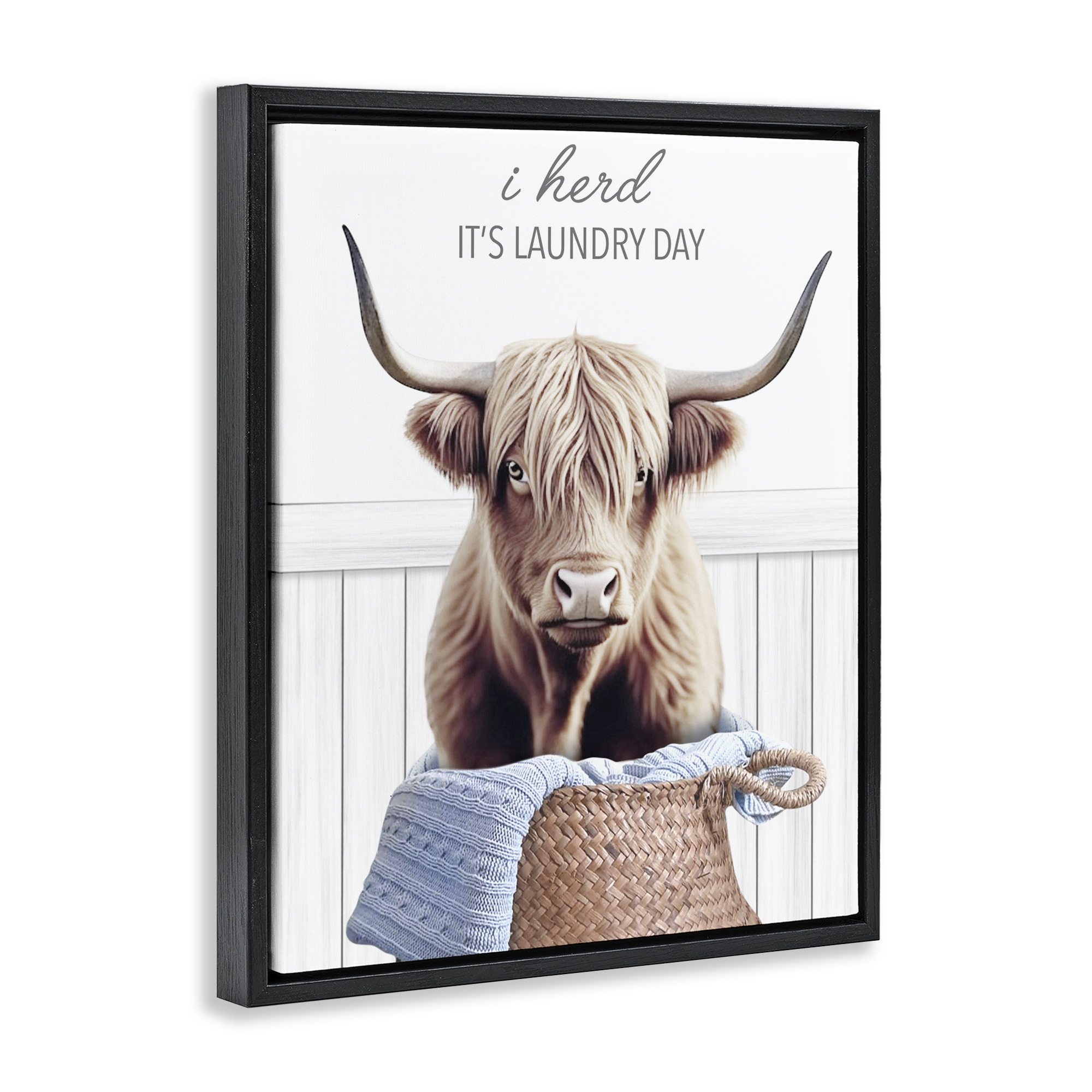 Herd It's Laundry Day Black Framed Floater Canvas Wall Art, design by Marcus Prime