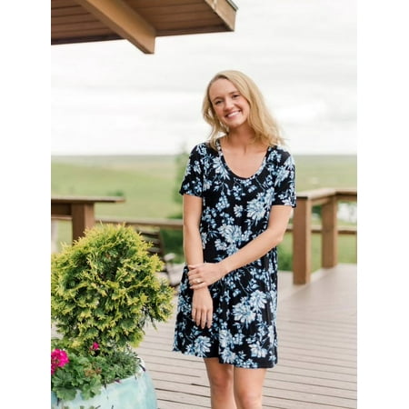 The Pioneer Woman Floral A-Line Knit Dress with Short Sleeves