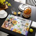 thumbnail image 3 of Spring Dog Placemats Set of 4, Vintage Watercolor Botanical Floral Sunflower Placemats for Dining Table, Place Mats for Kitchen Tabletop, Waterproof Wipeable Dining Table Mats Set, 3 of 9