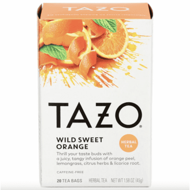 TAZO Herbal Tea, Wild Sweet Orange, Caffeine-Free, Tea Bags 20 Count Box