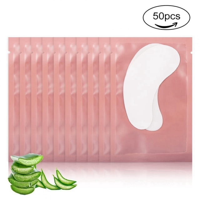 50 pares/set de hidrogel para extensiones de pestañas, parches para ojos, almohadillas adhesivas, herramienta de maquillaje, color rosa