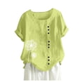 thumbnail image 1 of Plus Size Tops For Womens Casual Loose Button Linen Plus Size Daily Boho Tanic T-Shirt Blouse Tops, 1 of 6