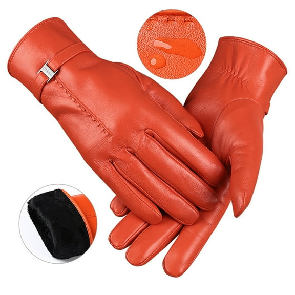 Waterproof Women's Off-road Motorcycle Warm Leather Gloves Cold-proof Winter Mountain Bike Riding Driving Gloves