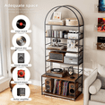 thumbnail image 5 of Large Record Player Stand with Vinyl Storage, 6-Tier Vinyl Record Storage Rack with Turntable Stand, Media Storage Cabinet for Living Room Bedroom Music Corner, Walnut, 5 of 8