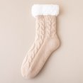 thumbnail image 2 of Fabrcox Womens Fuzzy House Slipper Socks, Thick Plush Brushed Edge, Non Skid Grips Fluffy Winter Indoor Socks, Warm Loungewear Socks for Sleeping at Home (Khaki), 2 of 4