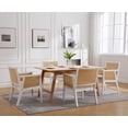 thumbnail image 4 of Guyou Rattan Dining Chairs Set of 4, Mid Century Modern Linen Upholstered Dining Room Armchairs, Farmhouse Wooden Kitchen Chairs with Cane Back and White Hardwood Frame for Living Room, Beige, 4 of 11