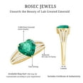 thumbnail image 5 of Rosec Jewels Designer Split Shank Ring with Lab Created Emerald and Diamond for Women (8 mm), 14K Yellow Gold, US 12.50, 5 of 9