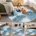 thumbnail image 5 of Round Area Rugs 3Ft, Blue Teal Palm Leaves Washable Rug for Entryway, Hallway, Summer Botanical Tropical Leaf Non Slip Area Rugs Low Pile Carpet for Home Decor, 5 of 8