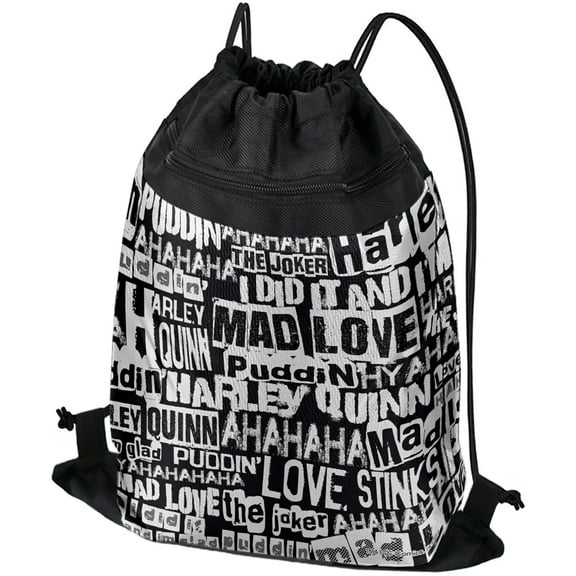 Harley Quinn Ransom Pattern Drawstring Backpack Sports Bag Sackpack 17" x 13", Perfect for Gym, Yoga or Practice