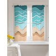 thumbnail image 3 of Turquoise Beach Curtains 45 Inch Length, Sheer Curtains for Bedroom Living Room Window Abstract Ripple Gradient Ocean Sand Rod Pocket Voile Drapes Kitchen Curtains Small Half Window 42"x45" 2 Panels, 3 of 6