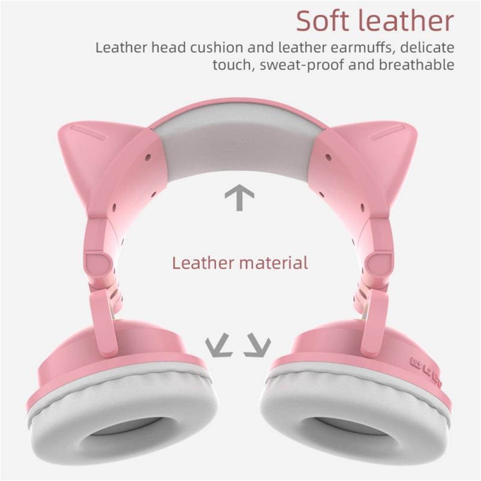 Cat Ear Headphone, Stereo Cute Gaming Bluetooth Headphones,Over Ear Cat Adjustable Foldable Music Headset,12-Hour Playtime,for Adult Kids Game Music