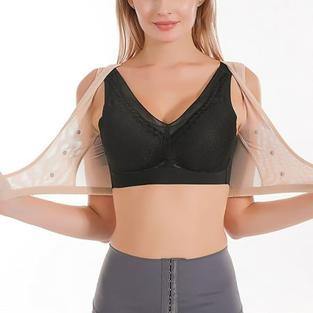 

Women Casual Comfortable Bras Women Lifting Gather X Shaped Beautify Back Corset Chest Back Posture Correction Front Buckle Bra