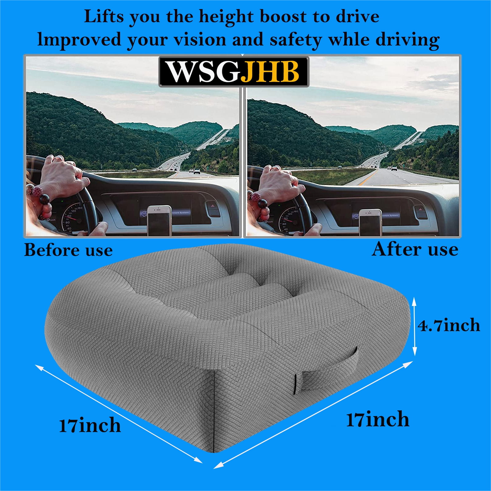 WSGJHB Seat Cushion Pillow for Office Chair/Car, Comfort Car Booster Seat  Cushions for Short People Effectively Increase Field of View and Lower Back