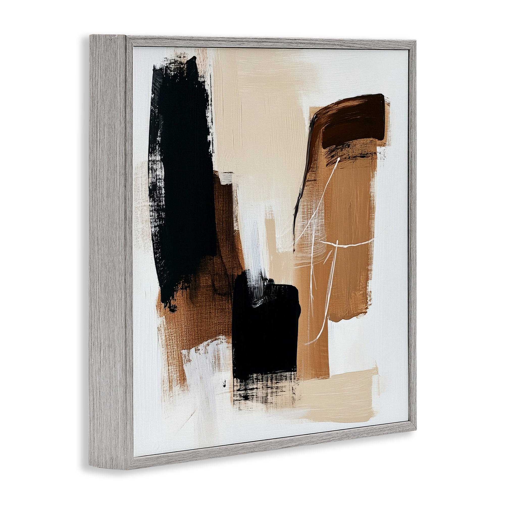 Stupell Industries Earthy Hues Neutral Balance Gray Framed Giclee Art, design by Petal Prints Design