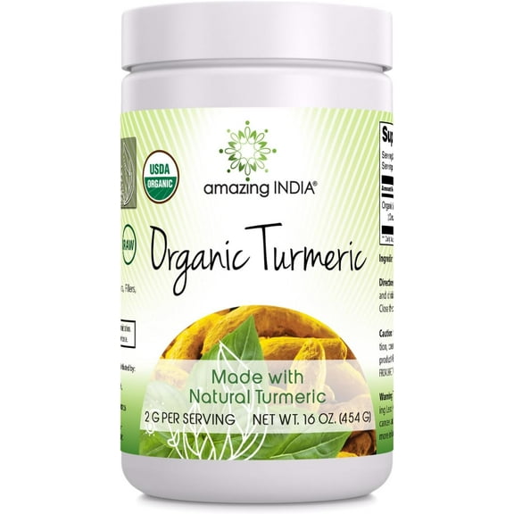 Amazing India USDA Certified Organic Turmeric Powder 16 Oz (1 Lb) Supplement