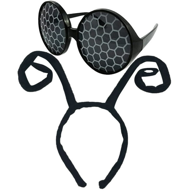 KAKOWELY 1 juego de diadema con antena para insectos, diadema para cosplay, diadema para fiesta, diadema decorativa con gafas de sol