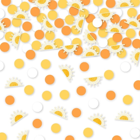 200pcs First Trip Around the Sun Confetti, Sunshine Birthday Party Confetti Decorations, Sun Birthday Table Decorations Sun Boy's Girl's Birthday Confetti Baby Shower Party Supplies