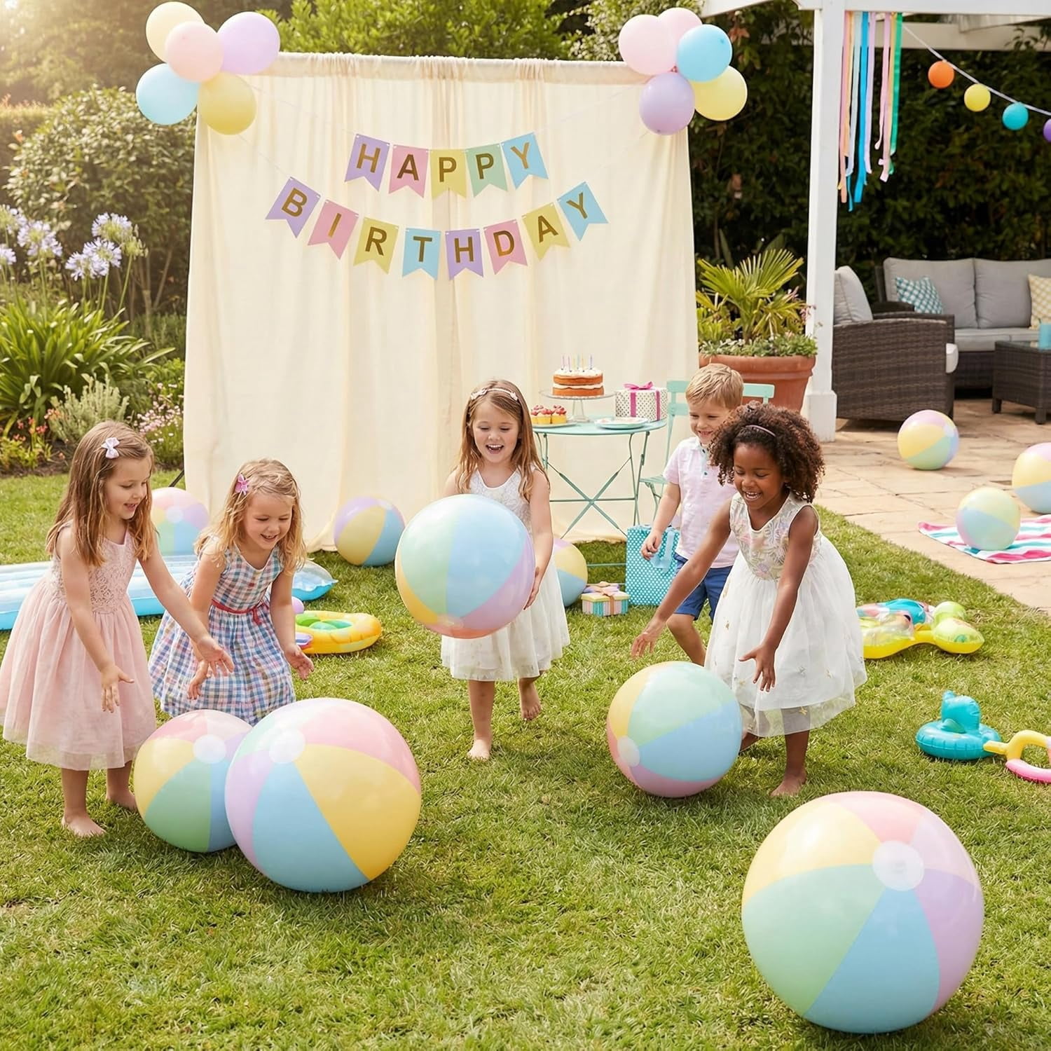 FENLEI 12 Pcs 12.5 Inch Pastel Inflatable Beach Balls Macaron Color Bulk for Summer Pool Party Water Games Birthday Baby Shower Decorations Favors